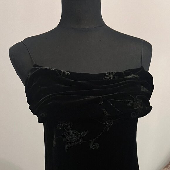 NWT Gorgeous Italian Dress Vintage Andrea Rosati Black Velvet & Silk opened back - Picture 2 of 15